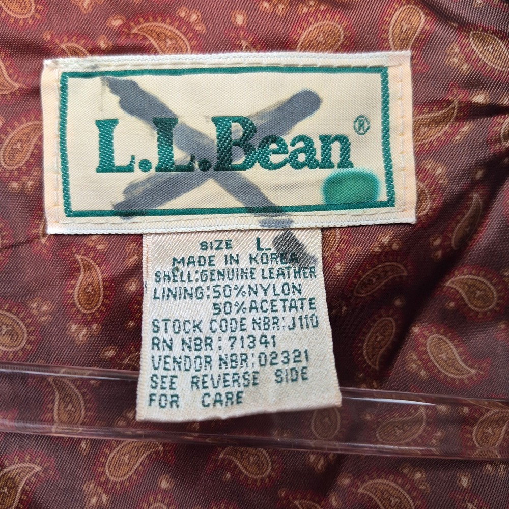LL Bean Vintage Suede Leather Jacket Cognac Brown Paisley Lining Womens Large - Picture 7 of 16